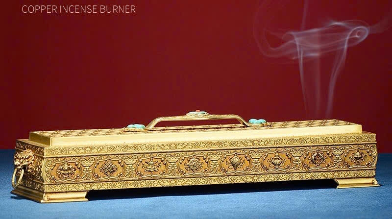 Lư hương nằm tây tạng Bát Kiết Tường dài 32cm