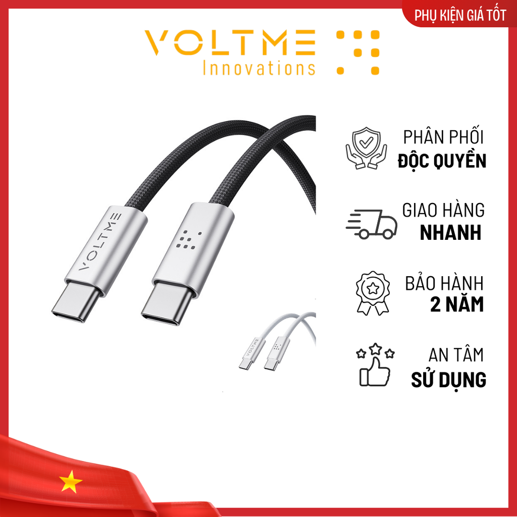 Cáp Sạc Nhanh Voltme Powerlink iVox Type-C to Type-C 100w, 120cm