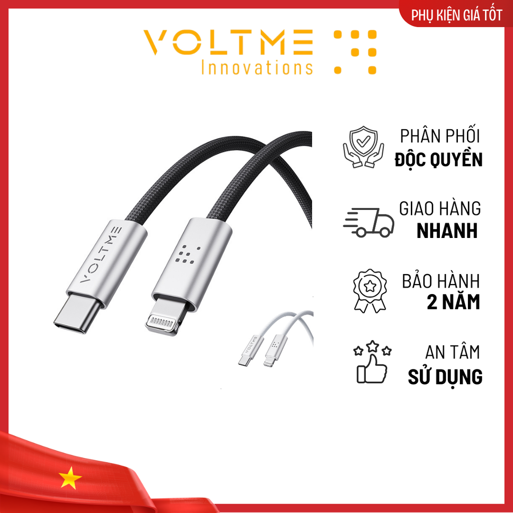Cáp Sạc Nhanh Voltme Powerlink iVox TypeC to Lightning 27w, 100cm