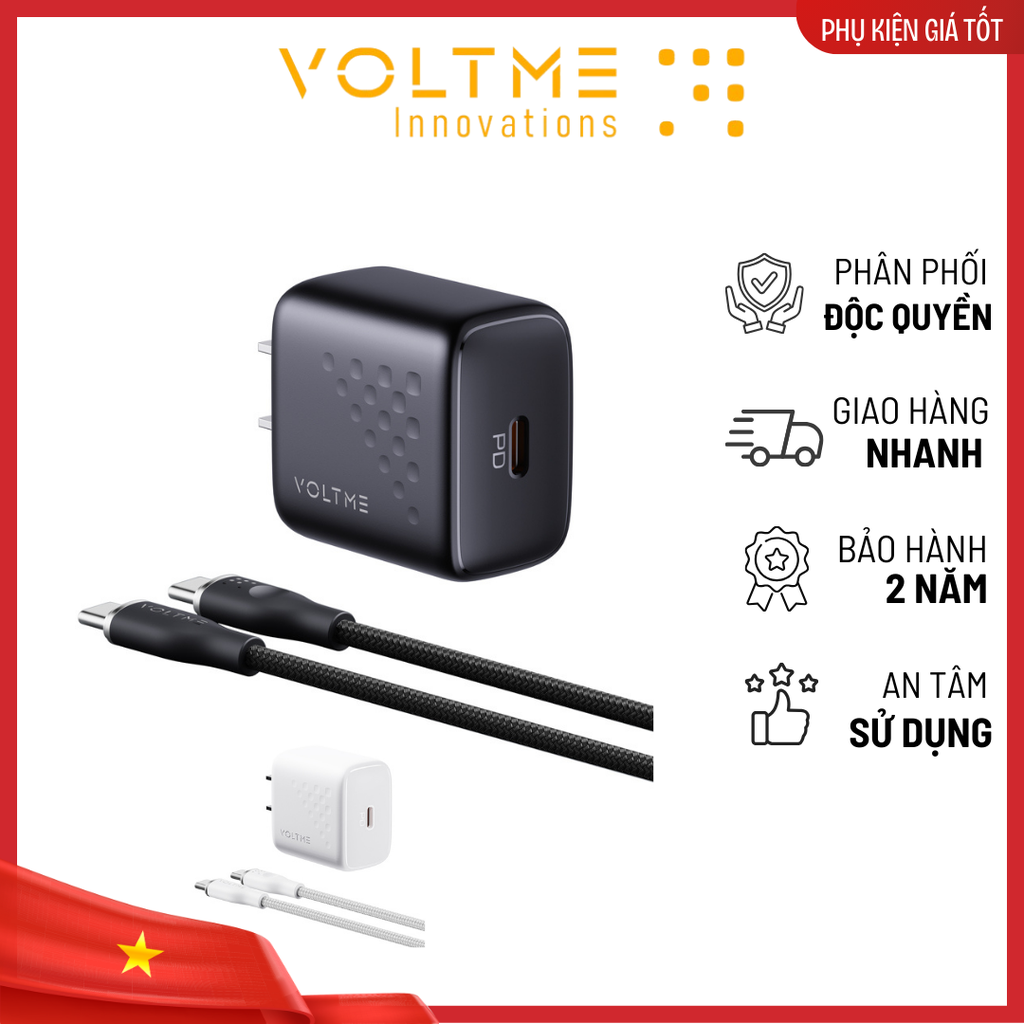 Bộ Sạc Nhanh Votme Revo 30W Lite GaN Charger Fast Charging kèm Cáp Sạc Nhanh Type-C 3A