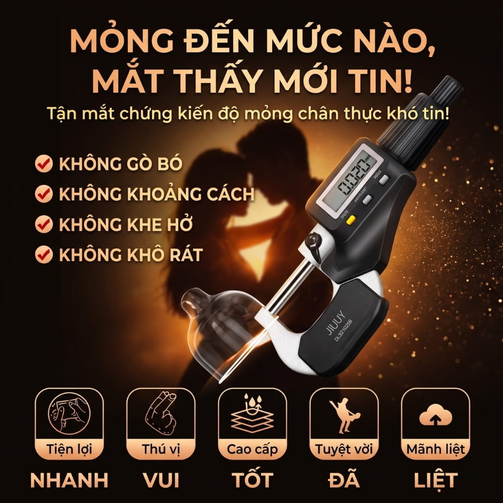 Bao cao su Jiuuy 002 Light Sensation siêu mỏng hộp 10 chiếc