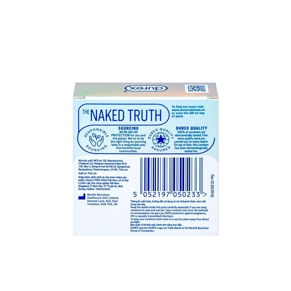 Bao cao su Durex Invisible siêu mỏng hộp 3 chiếc