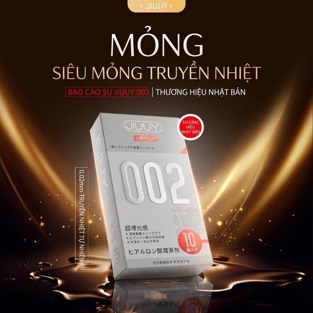 Bao cao su Jiuuy 002 Light Sensation siêu mỏng hộp 10 chiếc