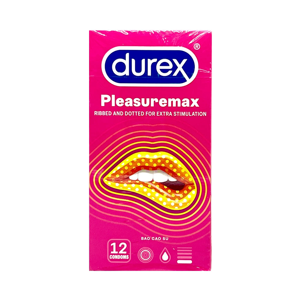 Bao cao su Durex Pleasuremax gân và điểm nổi hộp 12 chiếc