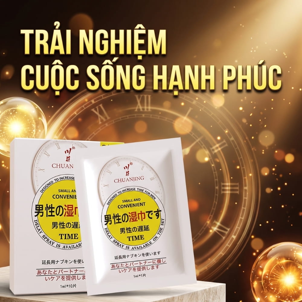 Khăn lau chống xuất tinh sớm ChuanJing Japanese Wipes 10s