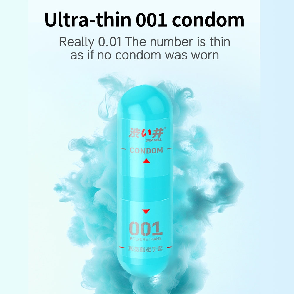 Bao Cao Su Drywell PU 001 Nude & Thin – Siêu Mỏng 001, Cảm Giác Chân Thật – Vỉ 3 Cái