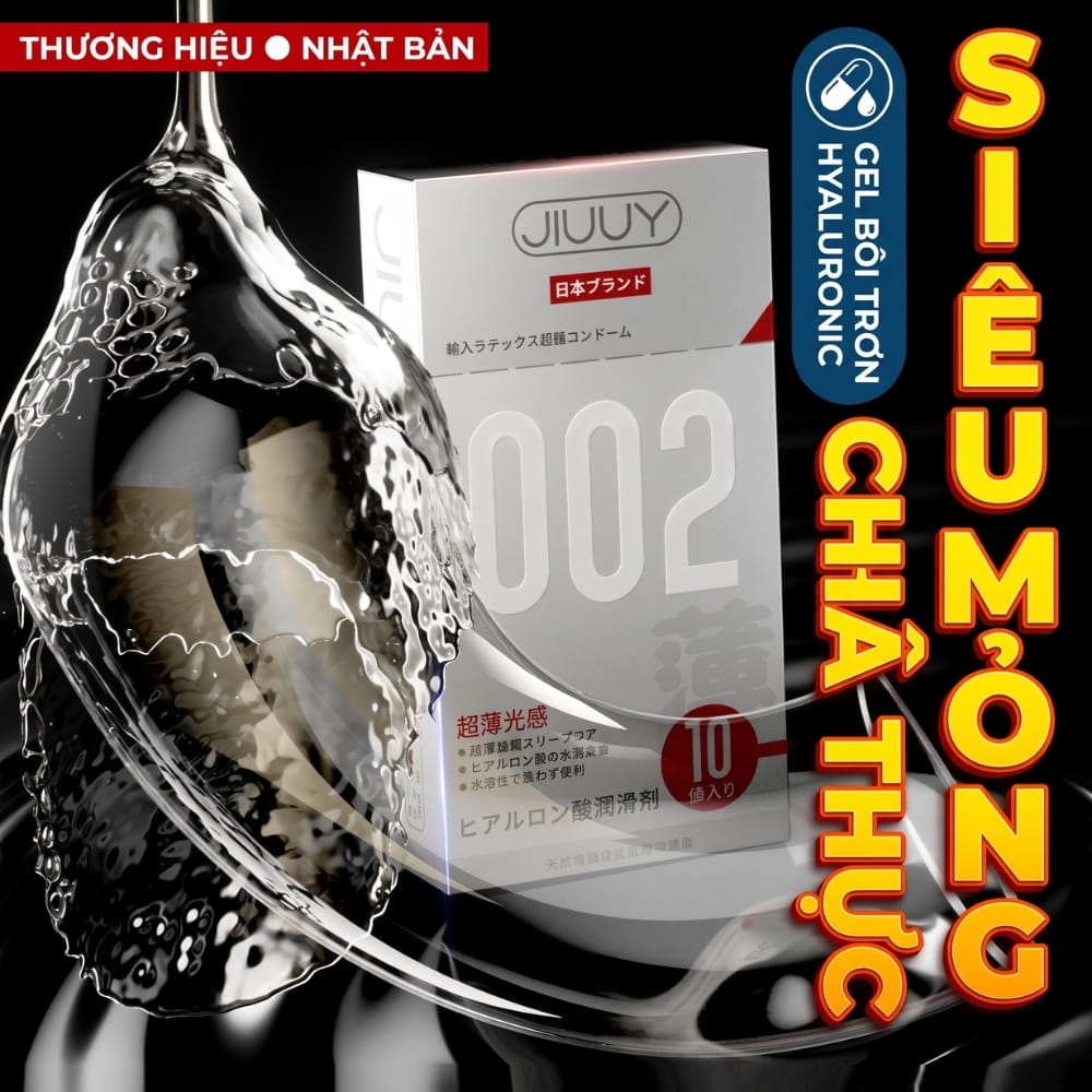 Bao cao su Jiuuy 002 Light Sensation siêu mỏng hộp 10 chiếc