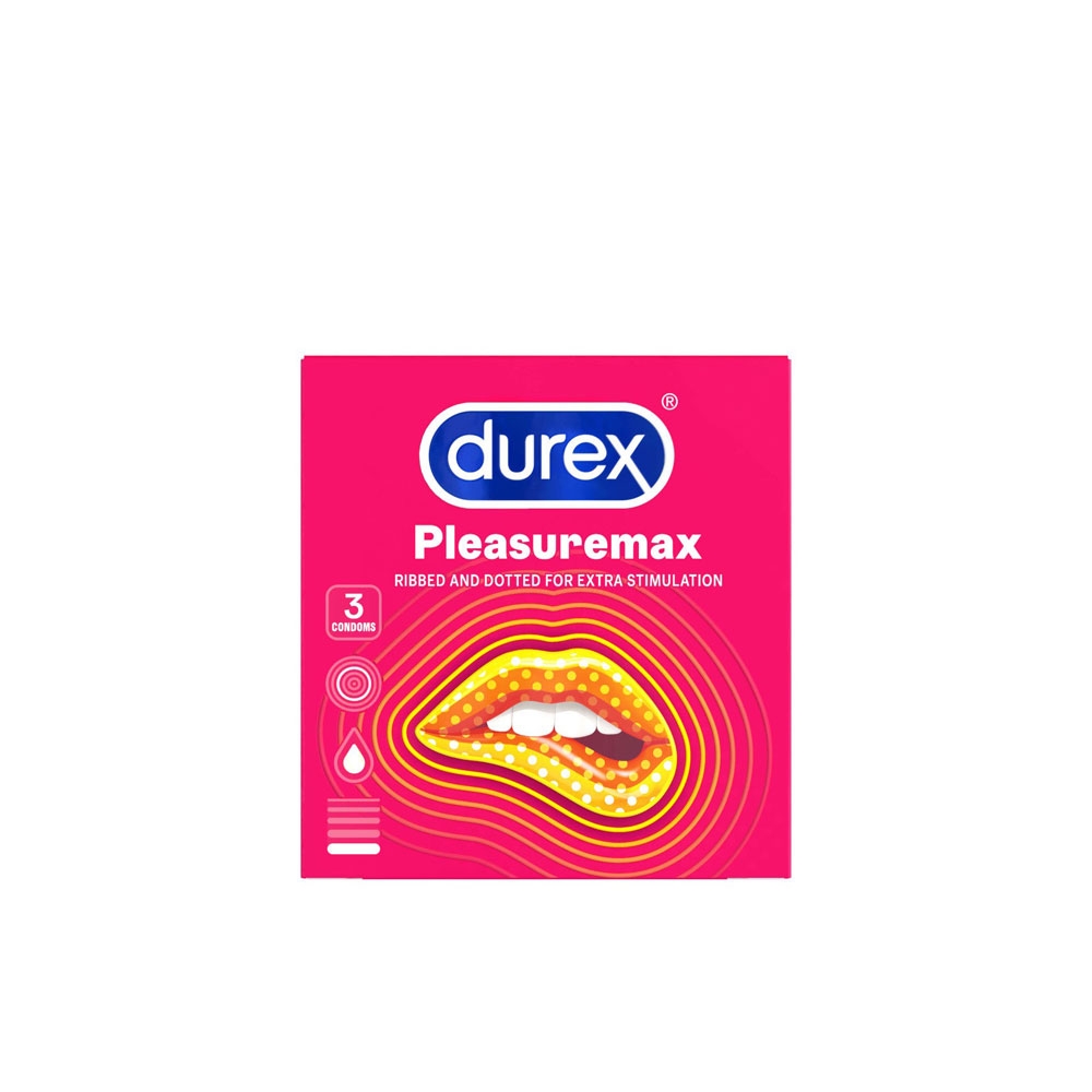 Bao cao su Durex Pleasuremax gân và điểm nổi hộp 3 chiếc