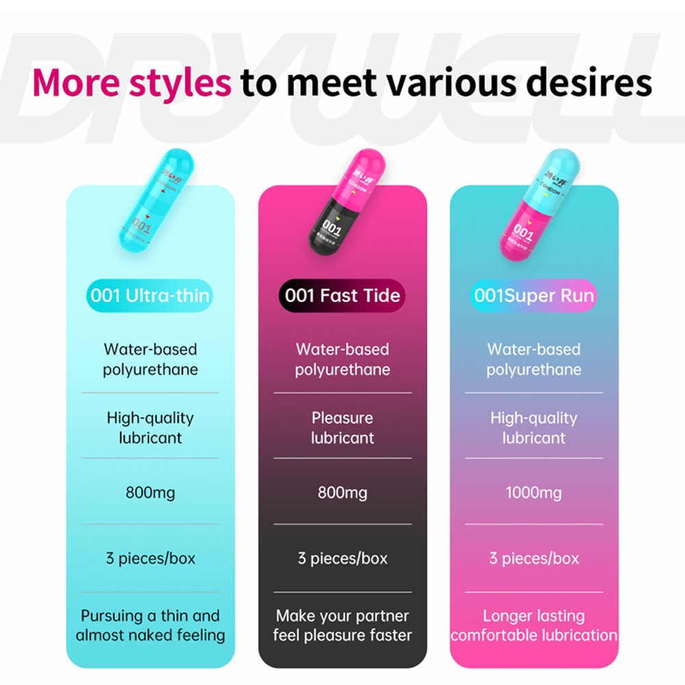 Bao cao su DryWell PU 001 Nude & Thin – Siêu mỏng 001 chân thật – Hộp 6 viên