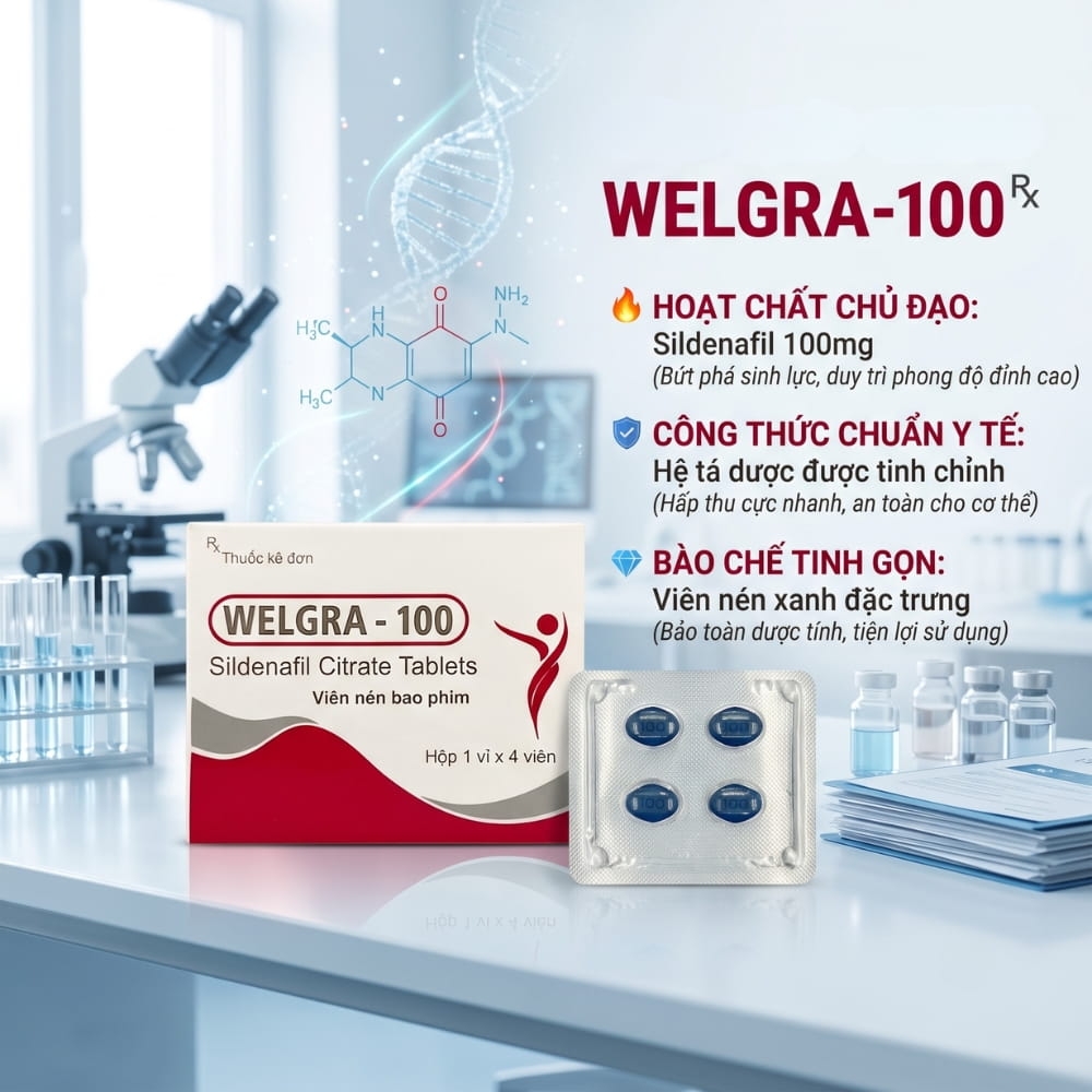 Viên uống cương dương Welgra 100 hộp 4 viên