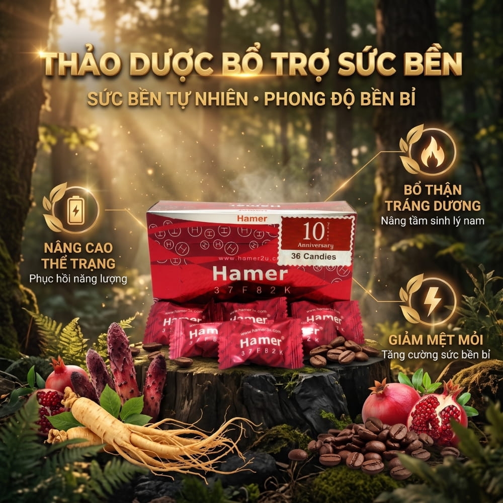 Kẹo sâm tăng cường sinh lý Hamer 37F82K hộp 36 viên