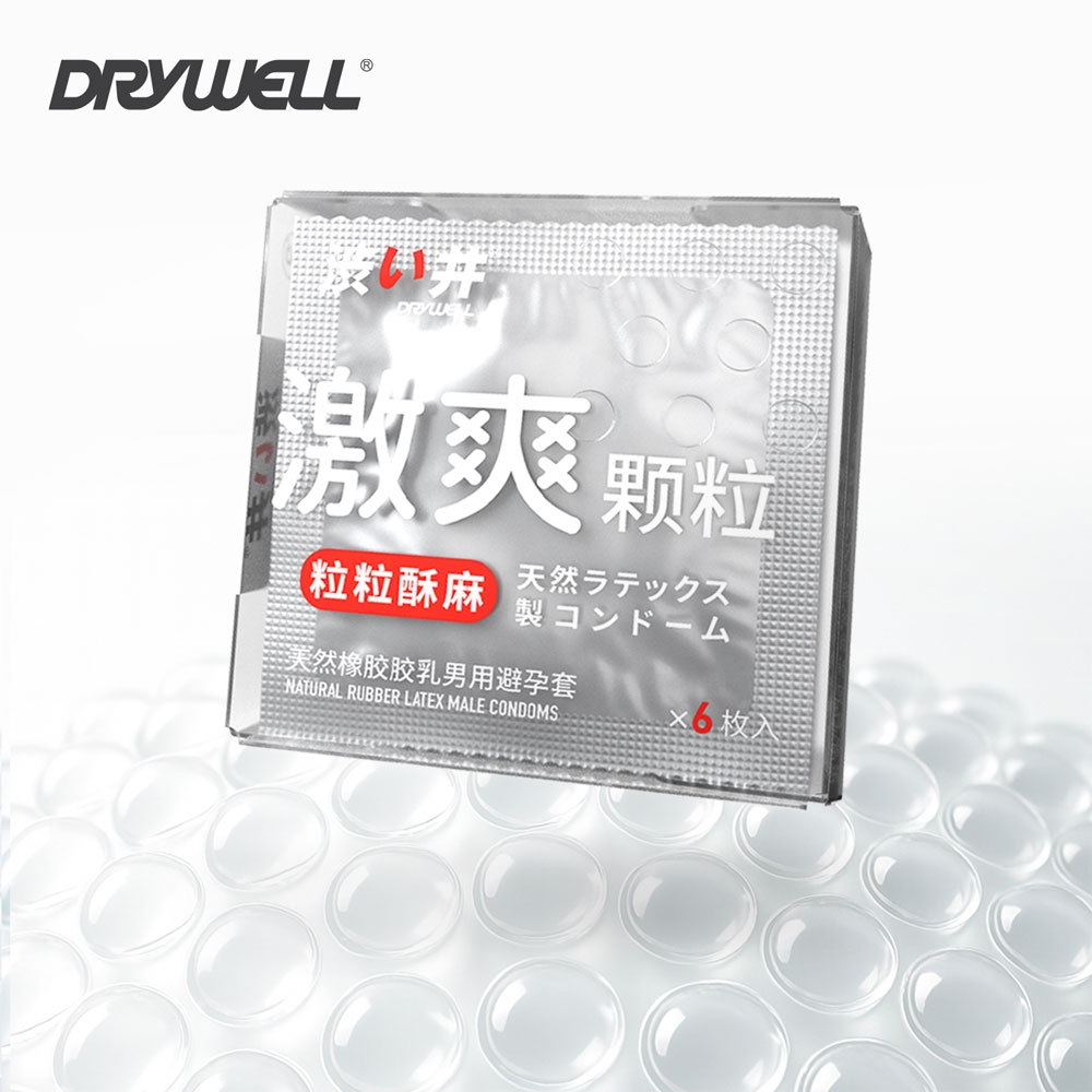 Bao cao su Drywell Naked Granule – Nhám toàn thân, nhiều gel – Hộp 6 cái