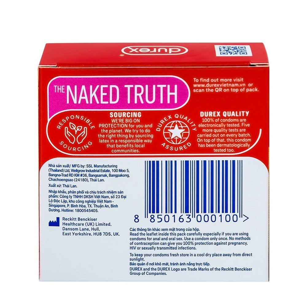 Bao cao su Durex Fetherlite siêu mỏng hộp 3 chiếc