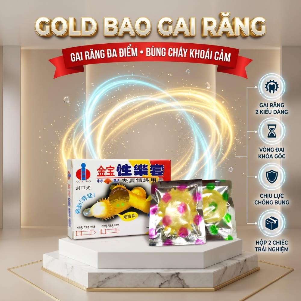 Bao cao su tăng khoái cảm Gold Gai hộp 2 chiếc
