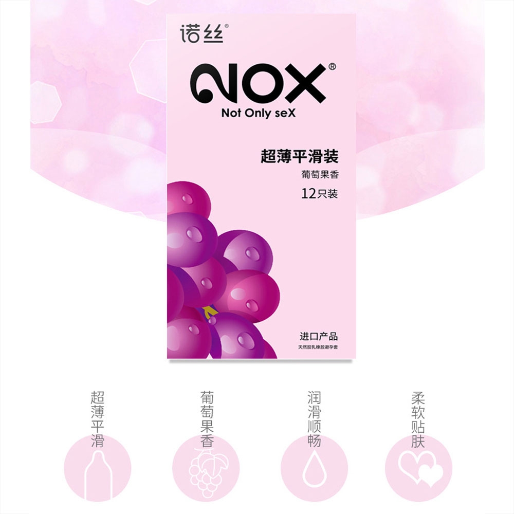 Bao cao su Nox Fruity Grape hương nho hộp 12 cái