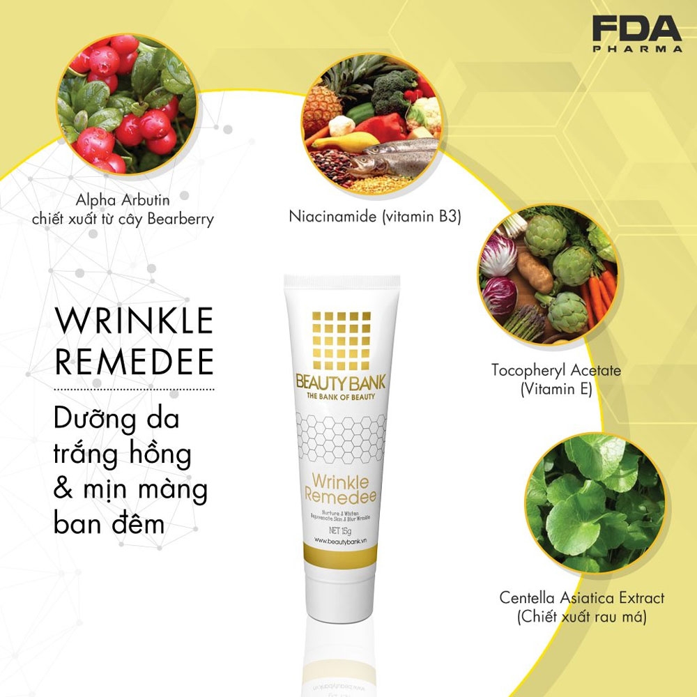 Kem dưỡng trắng da Beauty Bank Wrinkle Remedee 15gr chính hãng