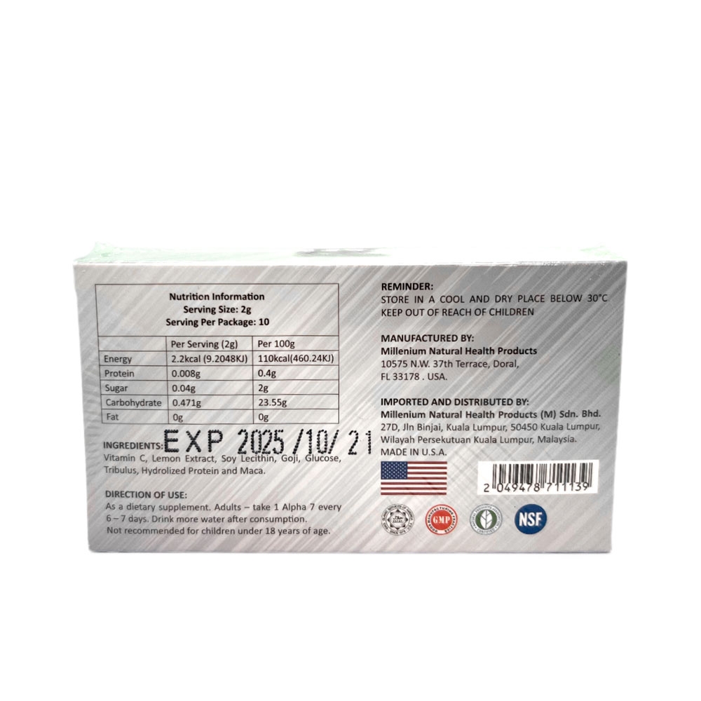 Kẹo sâm tăng cường sinh lý A7 Alpha Seven hộp 10 viên