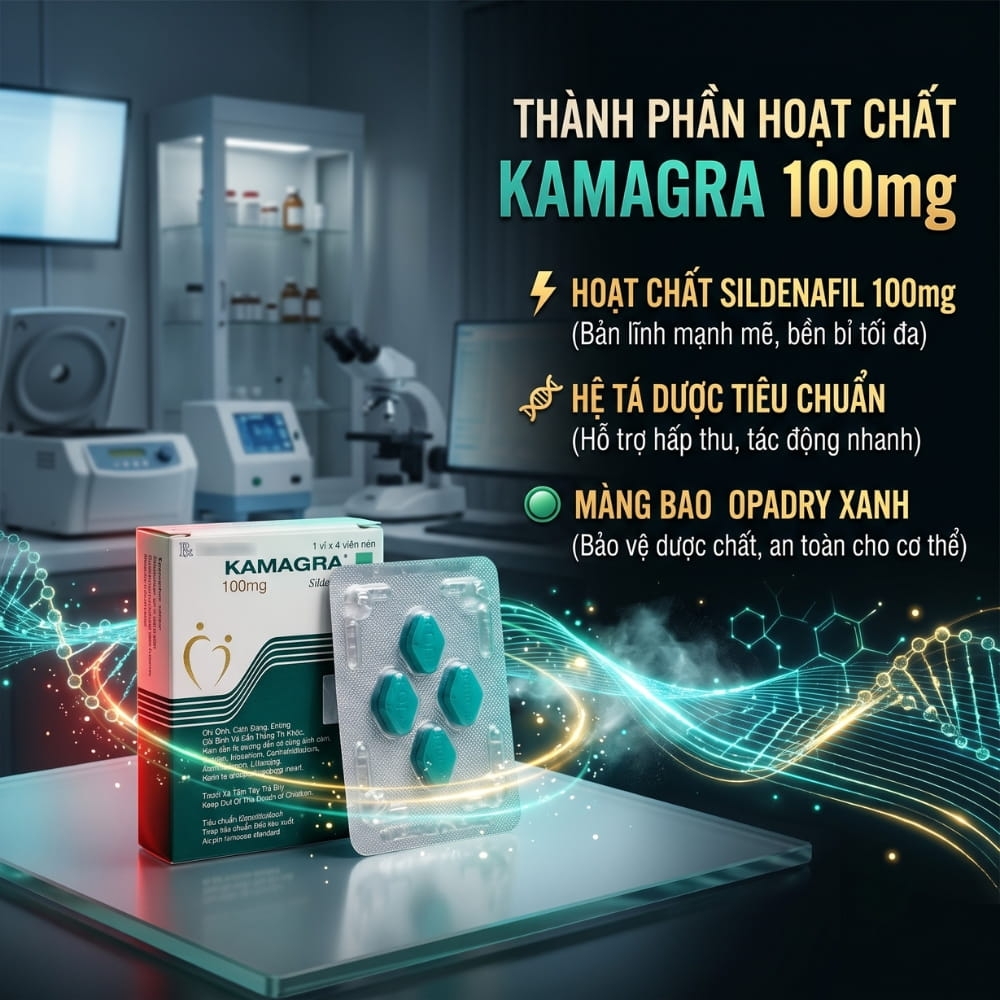 Viên uống cương dương Kamagra 100mg hộp 4 viên