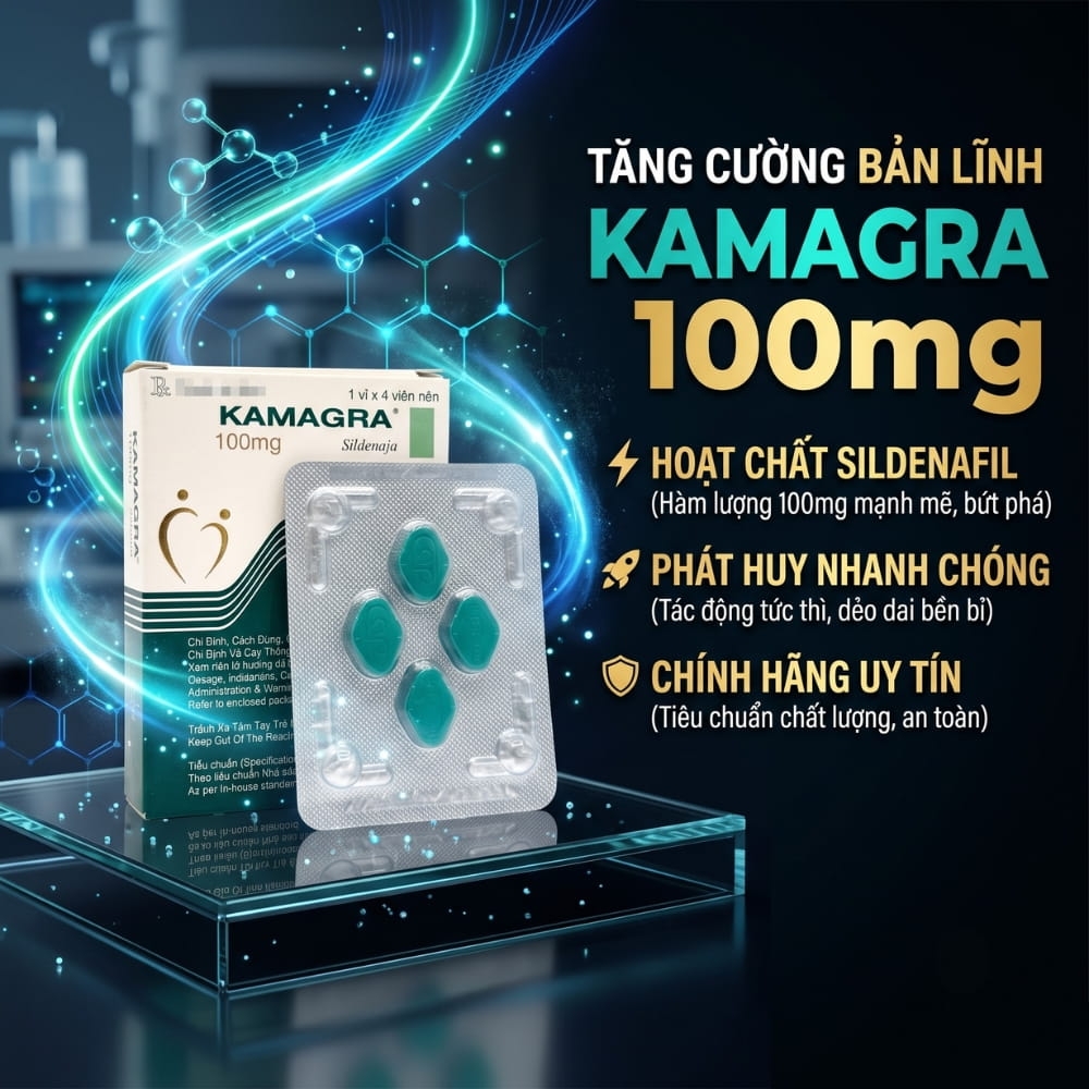 Viên uống cương dương Kamagra 100mg hộp 4 viên