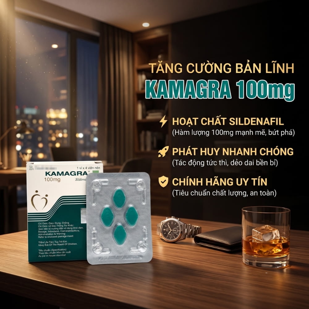 Viên uống cương dương Kamagra 100mg hộp 4 viên