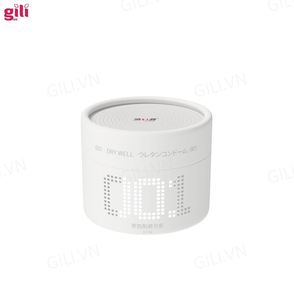 Bao cao su siêu mỏng DryWell Super Thin PU 001 3 chiếc chính hãng