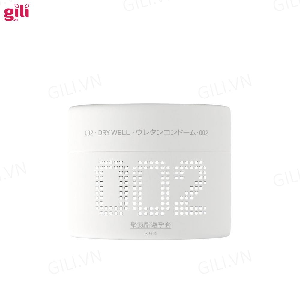 Bao cao su siêu mỏng DryWell Super Thin PU 002 3 chiếc chính hãng