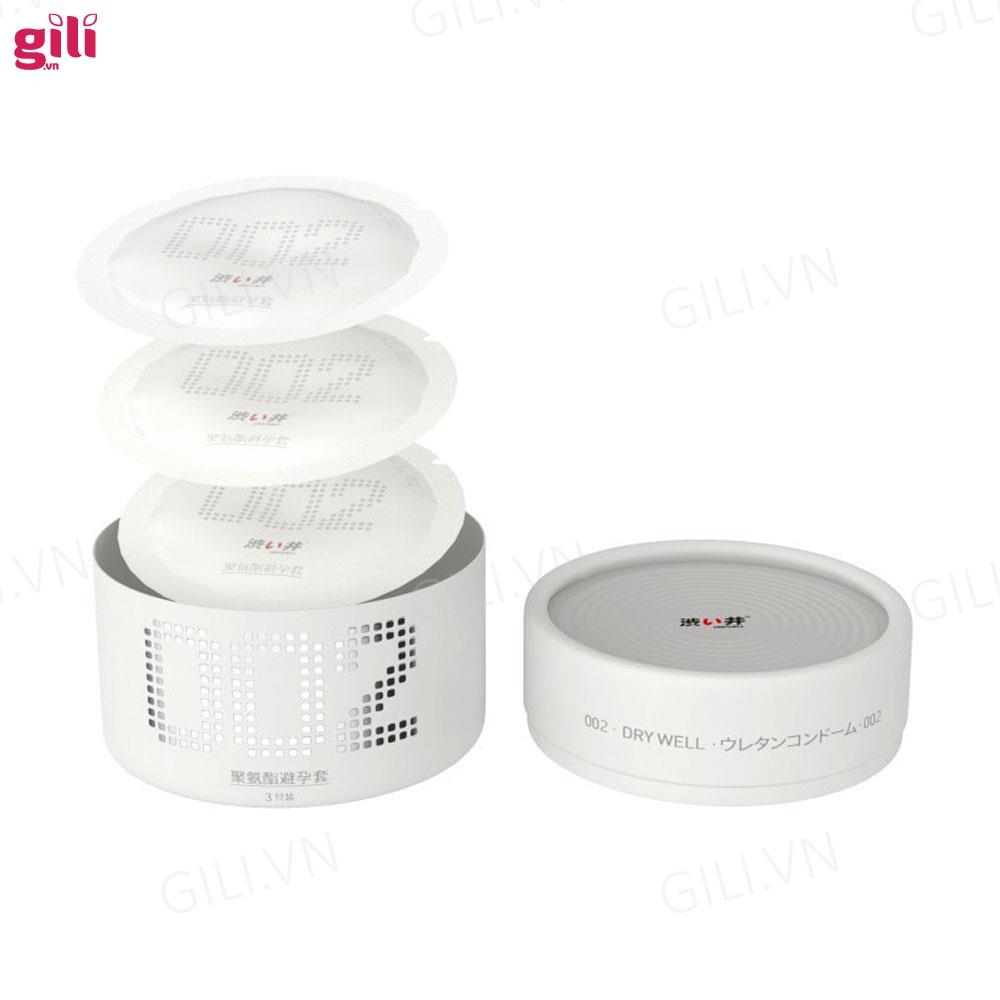 Bao cao su siêu mỏng DryWell Super Thin PU 002 3 chiếc chính hãng