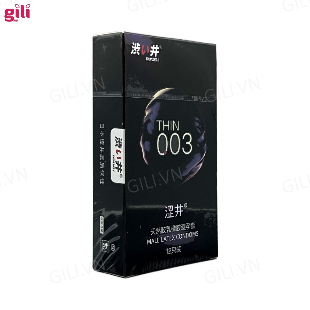 Bao cao su Drywell Ultra Thin 003 hộp 12 chiếc siêu mỏng chính hãng