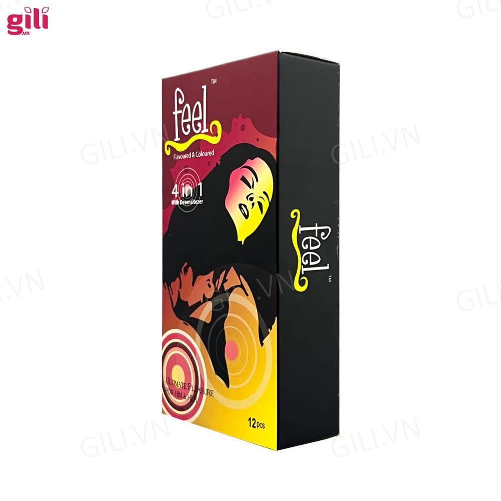 Bao cao su Feel Euphoria 4in1 hộp 12 chiếc kéo dài thời gian chính hãng