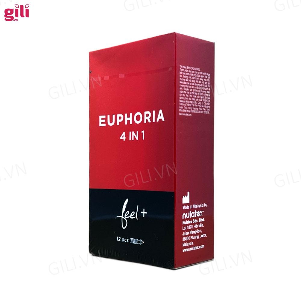 Bao cao su Feel Euphoria 4in1 hộp 12 chiếc kéo dài thời gian chính hãng