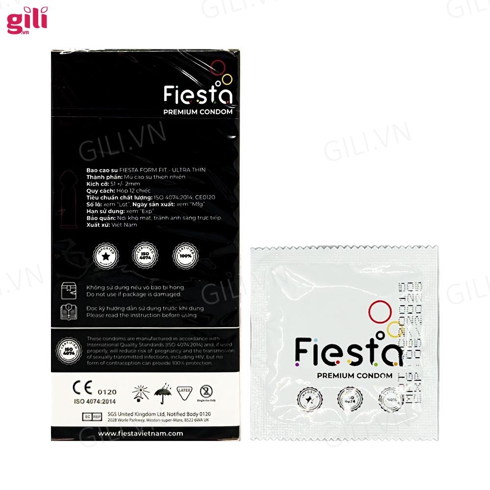 Bao cao su Fiesta Form Fit Ultra Thin hộp 12 chiếc siêu mỏng chính hãng