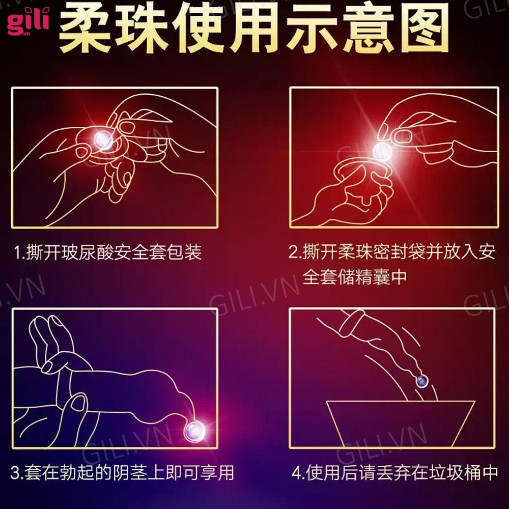 Bao cao su tăng khoái cảm Olo Đầu Bi hộp 10 chiếc Bead Entering chính hãng