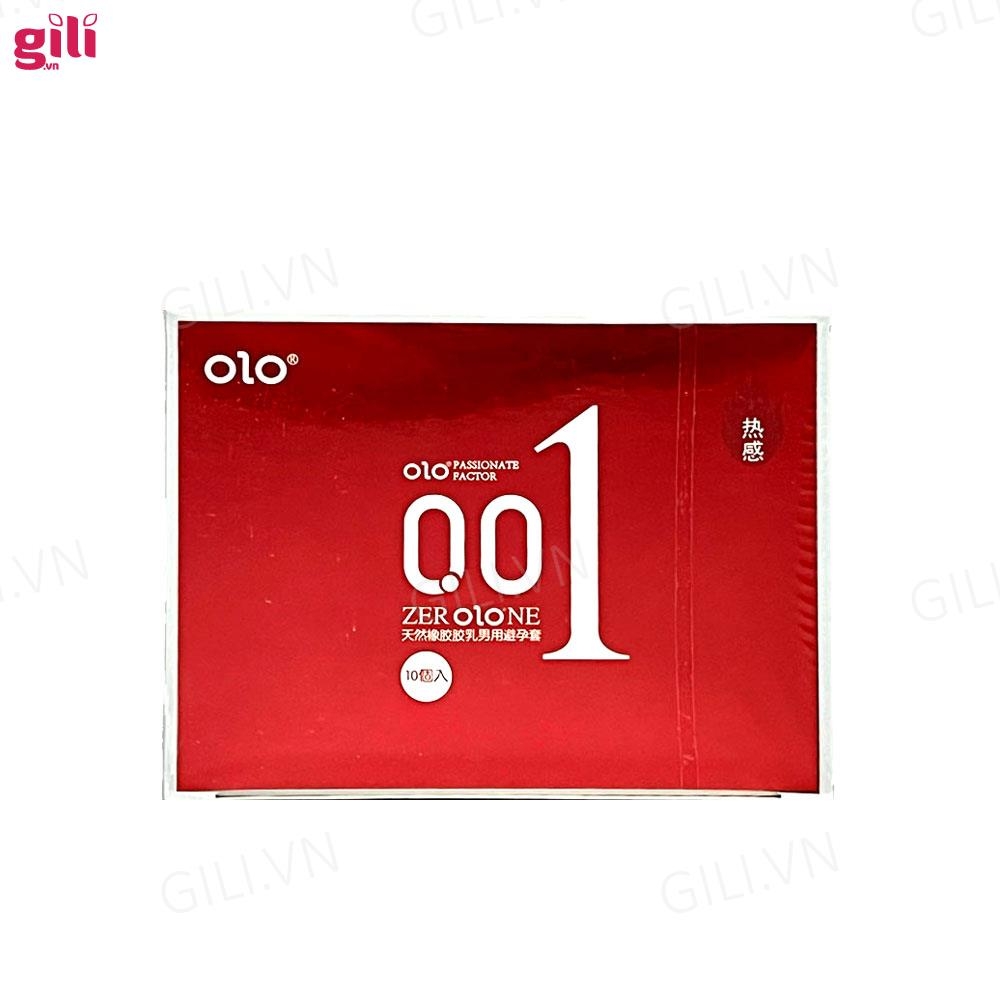 Bao cao su siêu mỏng Olo 0.01 Đỏ hộp 10 chiếc chính hãng