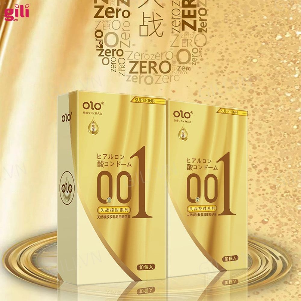 Bao cao su Olo Superior Vàng Gân hộp 10 chiếc kéo dài thời gian chính hãng