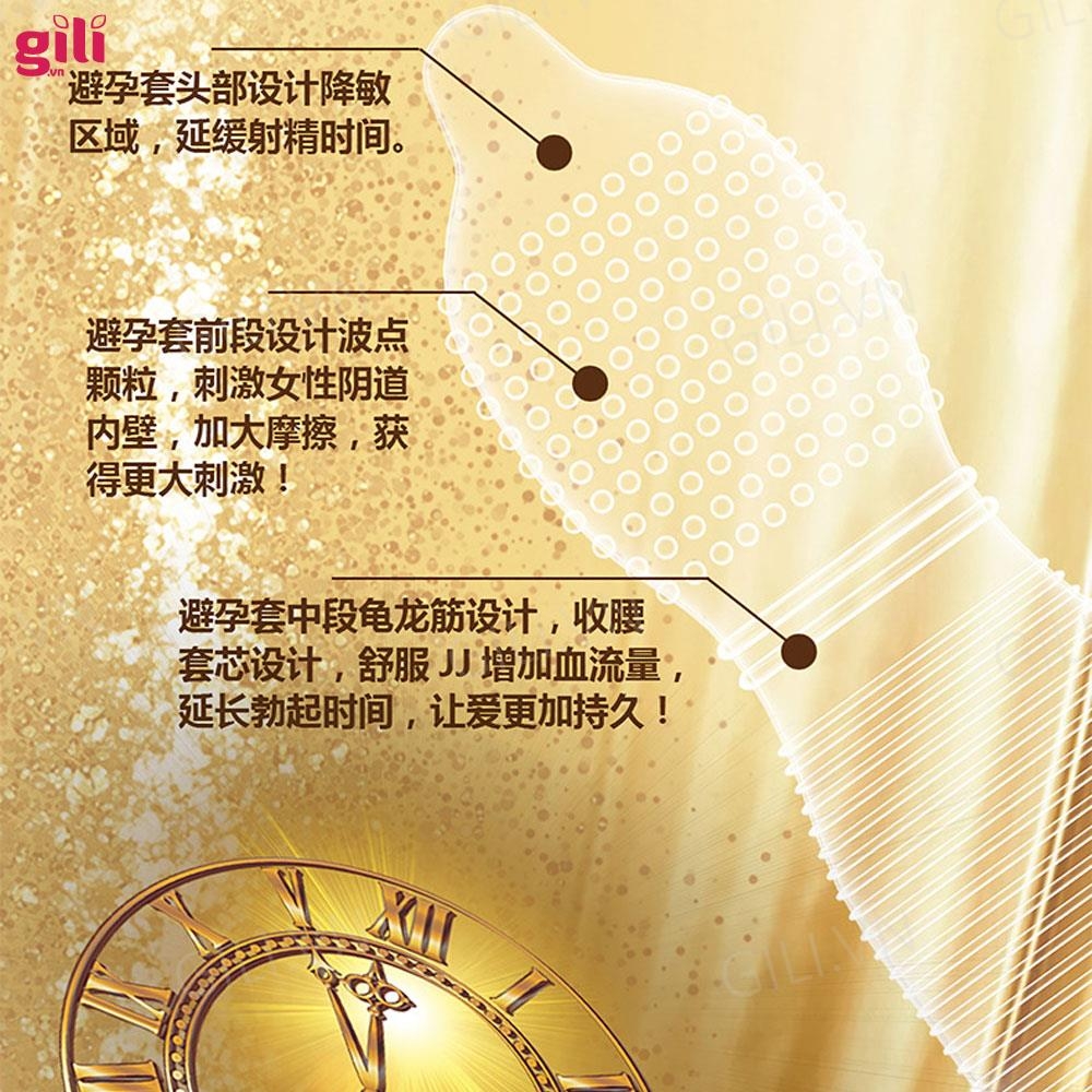Bao cao su Olo Superior Vàng Gân hộp 10 chiếc kéo dài thời gian chính hãng