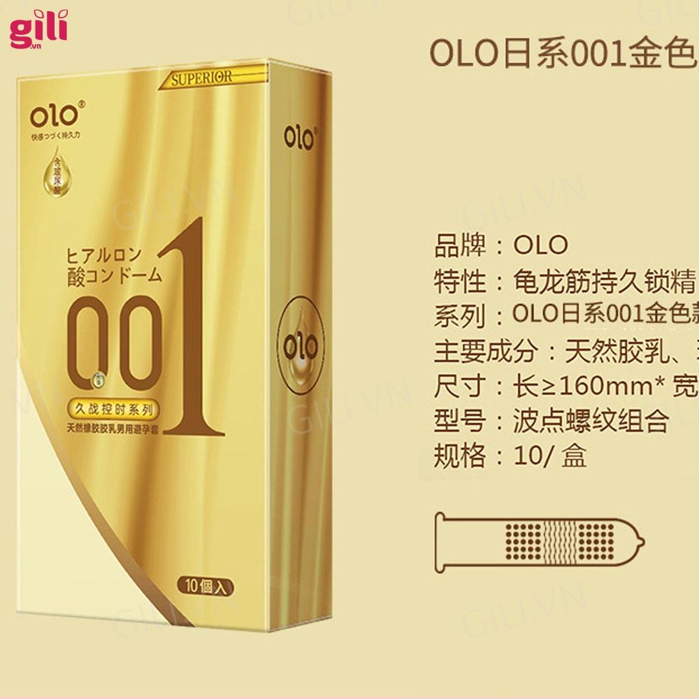 Bao cao su Olo Superior Vàng Gân hộp 10 chiếc kéo dài thời gian chính hãng