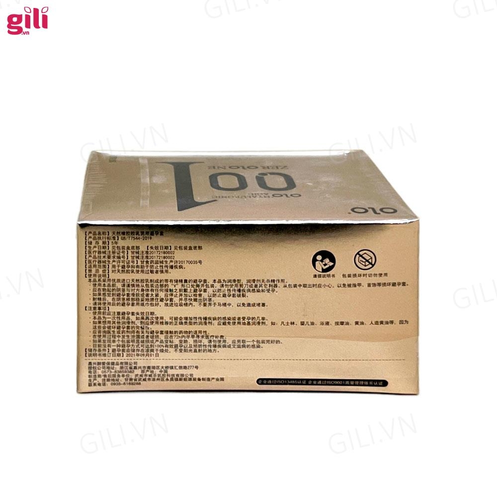 Bao cao su siêu mỏng Olo 0.01 Vàng hộp 10 chiếc chính hãng