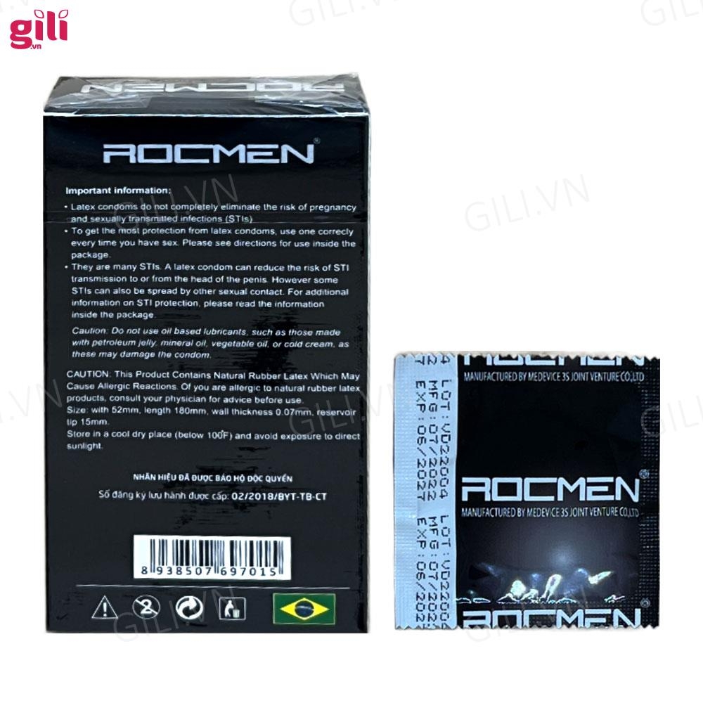 Bao cao su Rocmen Long Shock 4in1 hộp 12 chiếc kéo dài thời gian chính hãng