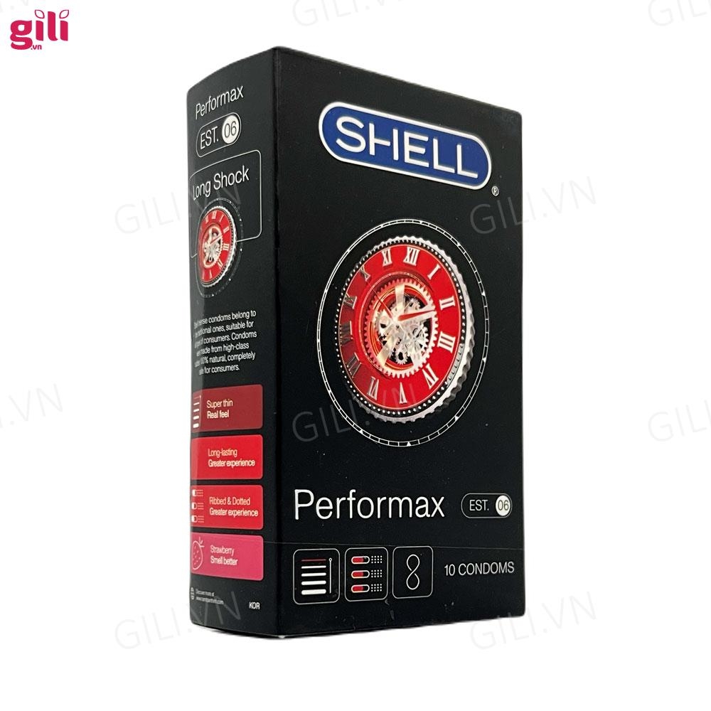 Bao cao su Shell Performax 6in1 hộp 10 chiếc kéo dài thời gian chính hãng