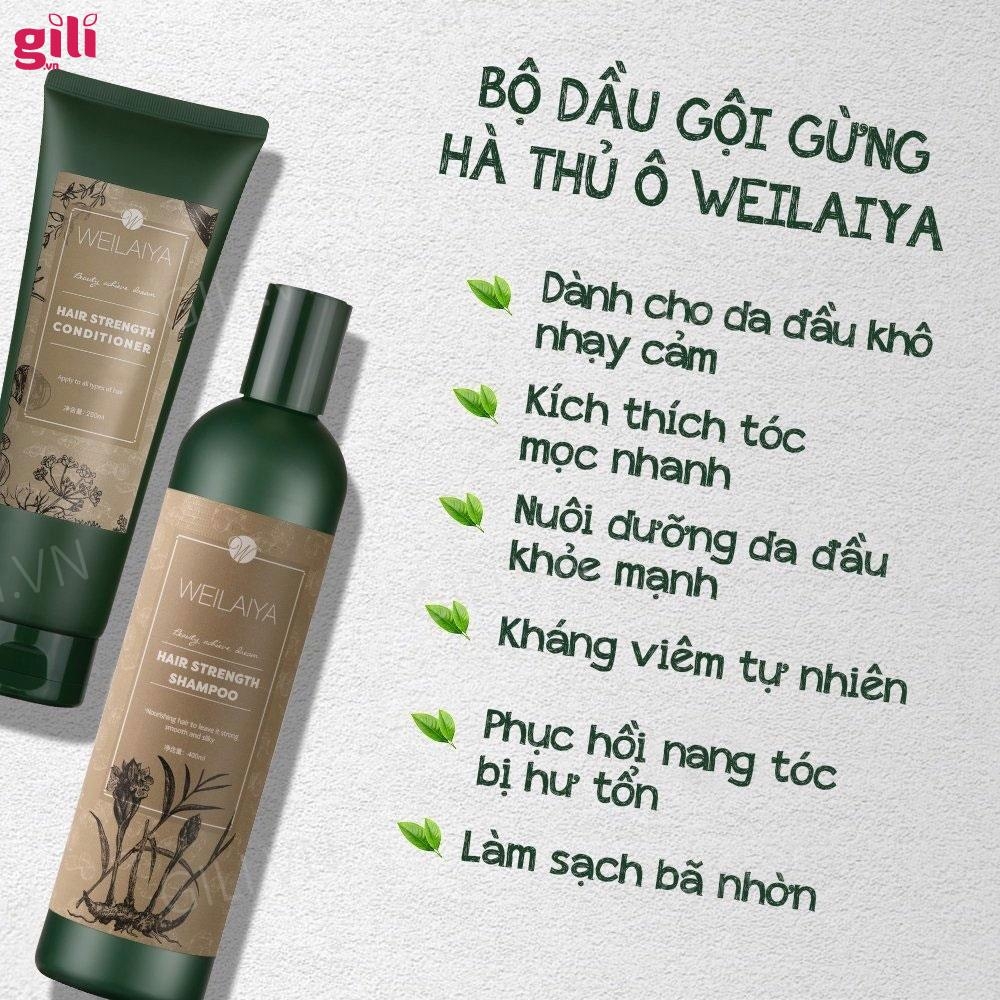 Bộ gội xả Hà Thủ Ô Weilaiya Zingiber 400ml + 250ml chính hãng