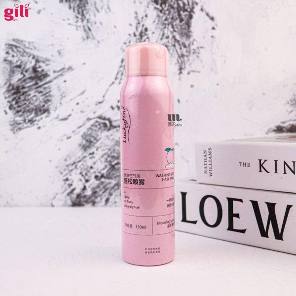 Dầu gội khô Luckyfine Washing Free Hair Spray Hồng 150ml chính hãng