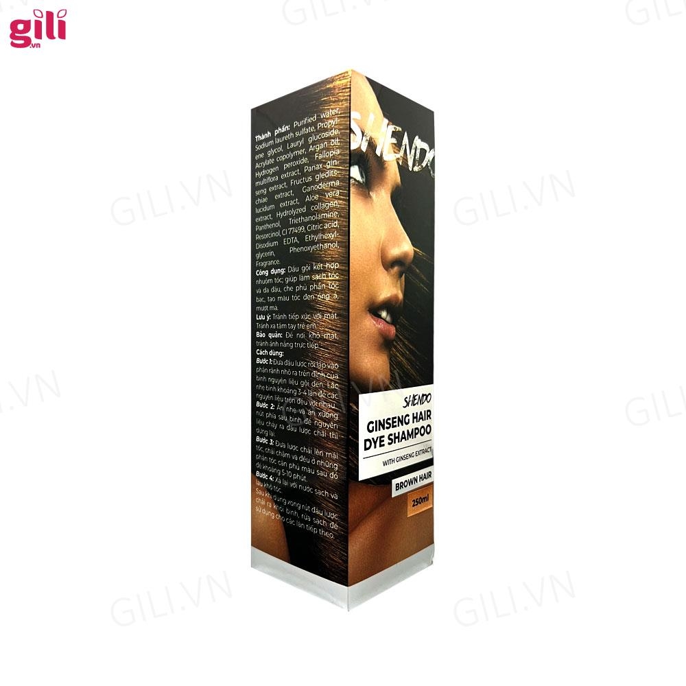 Dầu gội Shendo Ginseng Hair Dye Shampoo Brown Hair 250ml chính hãng