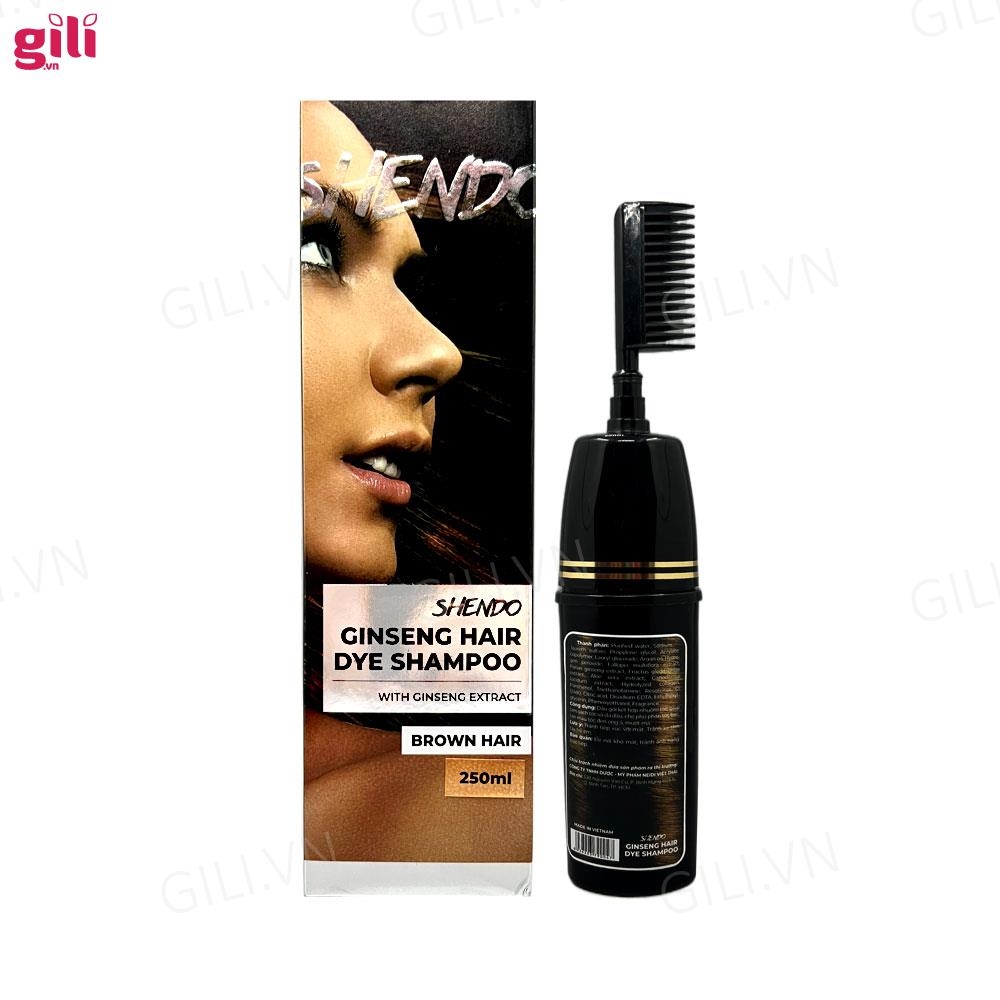 Dầu gội Shendo Ginseng Hair Dye Shampoo Brown Hair 250ml chính hãng
