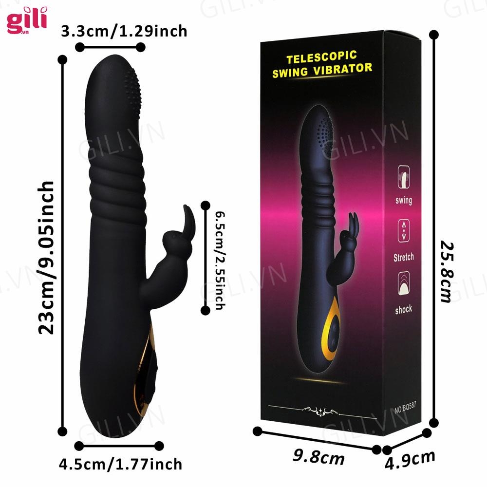 Dương vật giả Boqi Telescopic Swing G Spot Rabbit 18 mode chính hãng