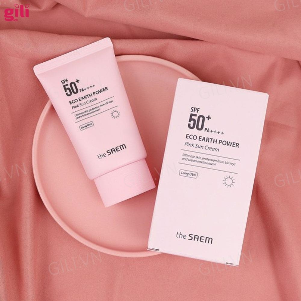 Kem chống nắng The Saem Eco Earth Pink Sun Cream Ex 50ml chính hãng