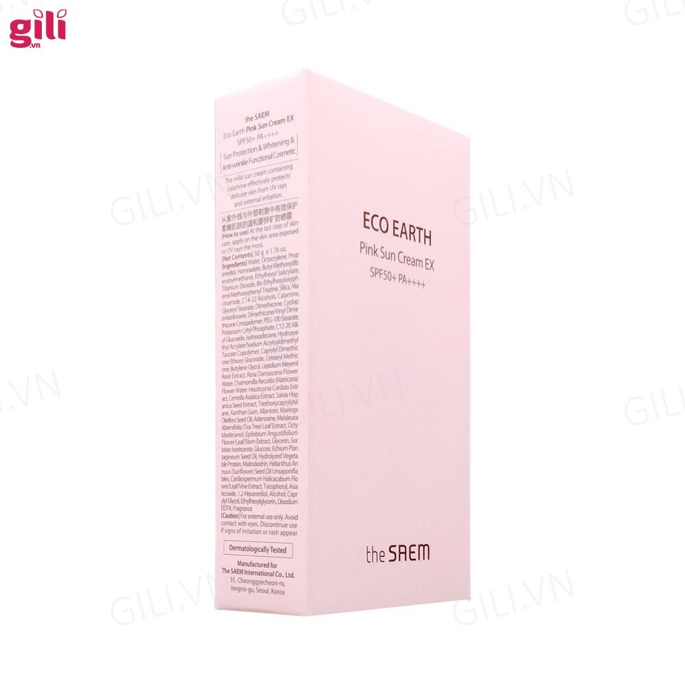 Kem chống nắng The Saem Eco Earth Pink Sun Cream Ex 50ml chính hãng