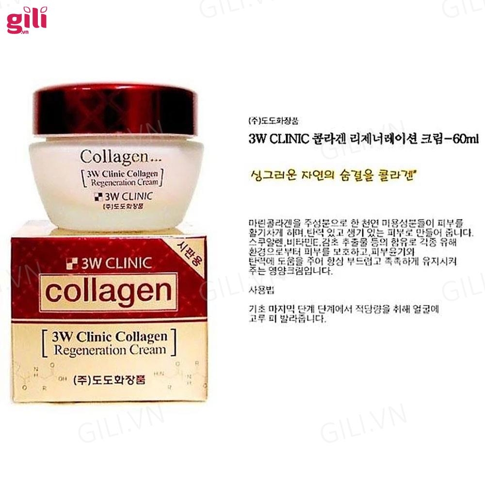 Kem dưỡng trắng 3W Clinic Collagen Regeneration Cream 60ml chính hãng