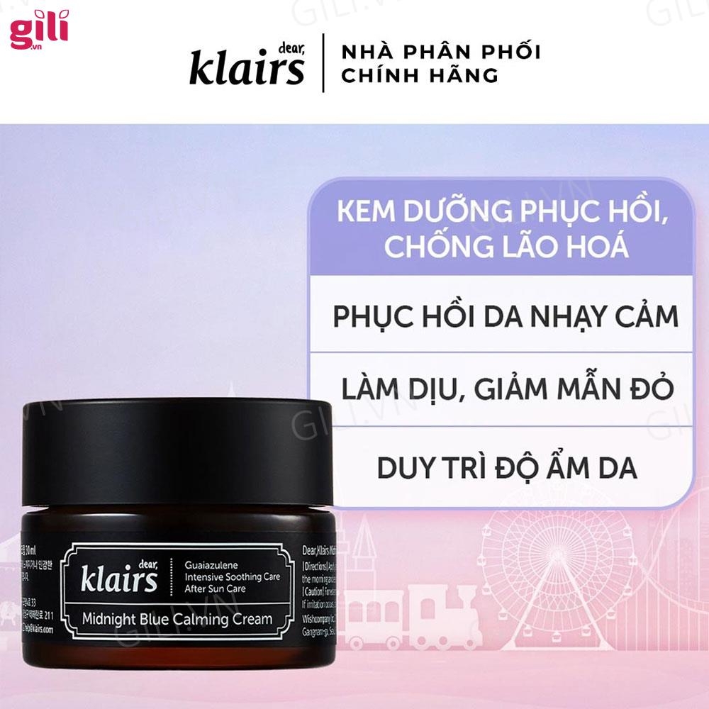 Kem dưỡng da Dear Klairs Midnight Blue Calming Cream 30ml chính hãng