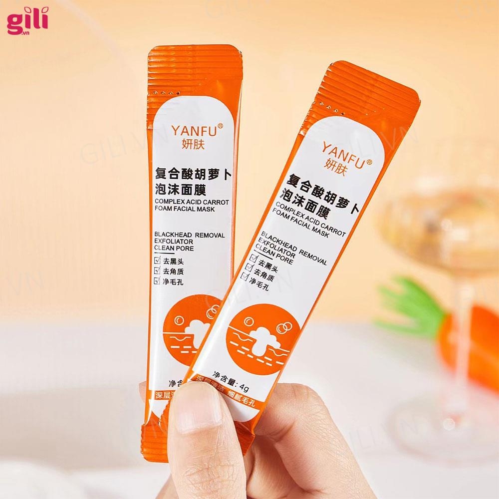 Mặt nạ sủi bọt thải độc cà rốt Yanfu hộp 12 gói chính hãng