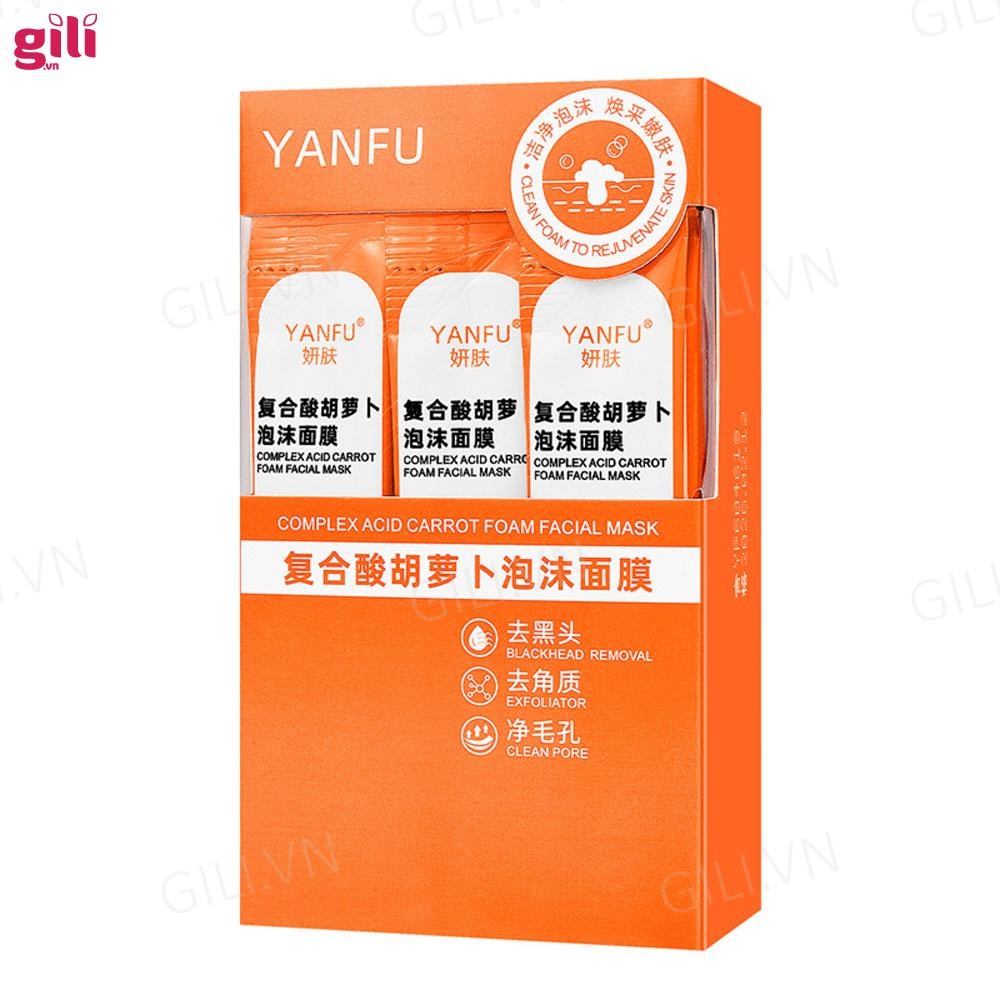 Mặt nạ sủi bọt thải độc cà rốt Yanfu hộp 12 gói chính hãng
